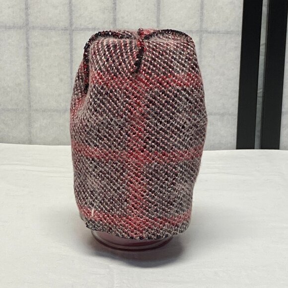 Rhinestone Bling Fuzzy Beanie Hat Pom Pom Plaid Red Black White Warm Winter Chic - Picture 6 of 8